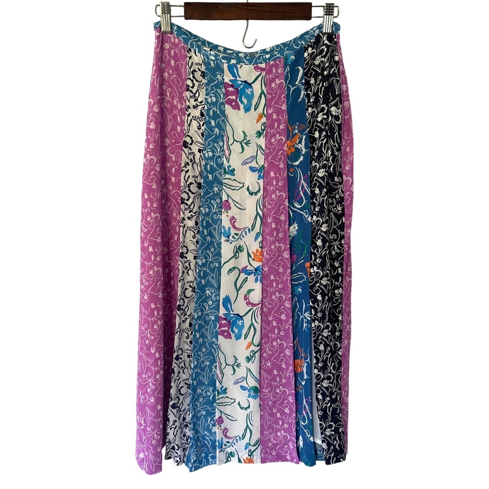 Tanya‎ Taylor Flavia Silk Floral Patchwork Midi Skirt Multi Color Size 6 New